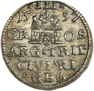 Sigismund III Vasa, 3 Groschen Riga 1597 - LI