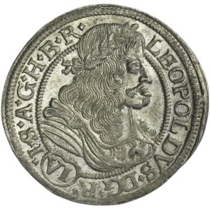 Silesia, Habsburg rule, Leopold I, 6 Kreuzer Oppeln 1676 FIK - RARE