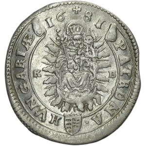 Hungary, Leopold I, 15 Kreuzer Kremnitz 1681 KB