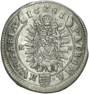 Hungary, Leopold I, 15 Kreuzer Kremnitz 1681 KB