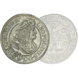 Silesia, Habsburg rule, Leopold I, 6 Kreuzer Oppeln 1681 FIK - RARE