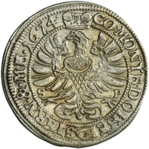 Silesia, Duchy of Oels, Sylvius Friedrich, 6 Kreuzer Oels 1674 SP