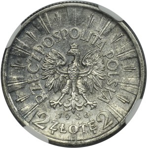 Piłsudski, 2 złote 1936 - RZADKIE - NGC UNC DETAILS