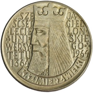 DESTRUKT, 10 złotych 1964 Kazimierz Wielki - wypukły napis na awersie