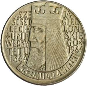DESTRUKT, 10 złotych 1964 Kazimierz Wielki - wypukły napis na awersie