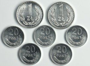 Zestaw, DESTRUKT, 20 groszy i 1 złoty (7 szt.)