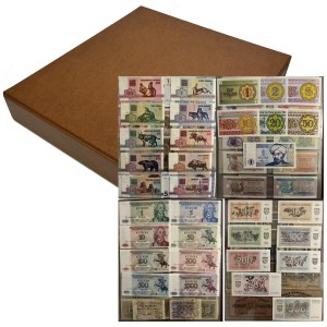 Zestaw, mix banknotów zagranicznych w klaserze (ok. 151 szt.)