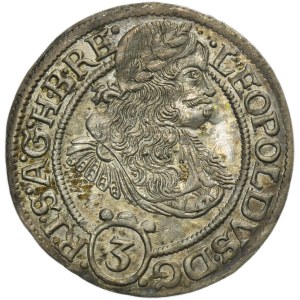 Silesia, Habsburg rule, Leopold I, 3 Kreuzer Breslau 1670 SHS