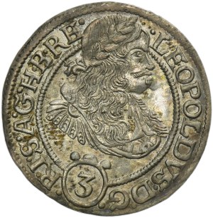Silesia, Habsburg rule, Leopold I, 3 Kreuzer Breslau 1670 SHS