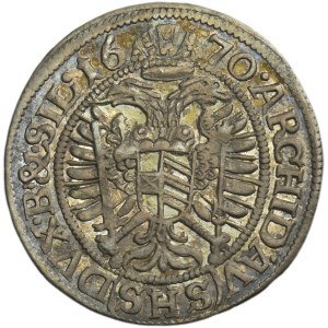 Silesia, Habsburg rule, Leopold I, 3 Kreuzer Breslau 1670 SHS
