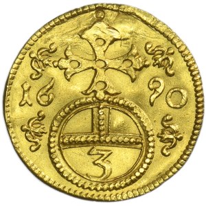 Silesia, Habsburg rule, Leopold I, 1/3 Ducat Oppeln 1690 - VERY RARE - GOLD