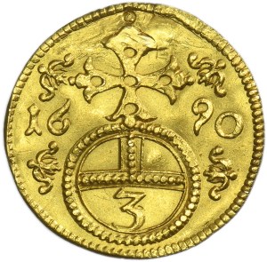 Silesia, Habsburg rule, Leopold I, 1/3 Ducat Oppeln 1690 - VERY RARE - GOLD