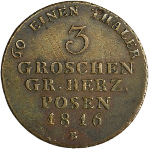 Grand Duchy of Posen, 3 groschen Breslau 1816 B