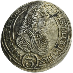 Silesia, Duchy of Oels, Christian Ulrich, 3 Kreuzer Oels 1702 CVL