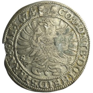 Silesia, Duchy of Oels, Sylvius Friedrich, 6 Kreuzer Oels 1674 SP