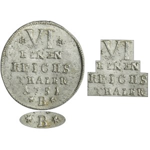 Silesia, Prussian rule, Friedrich II, 1/6 Thaler Breslau 1751 B