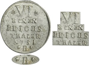 Silesia, Prussian rule, Friedrich II, 1/6 Thaler Breslau 1751 B