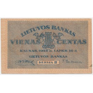Lithuania, 1 Centas 1922 - Serja H -
