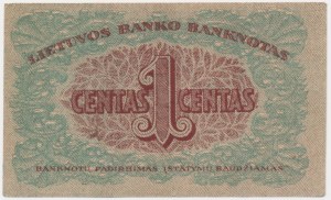Lithuania, 1 Centas 1922 - Serja H -