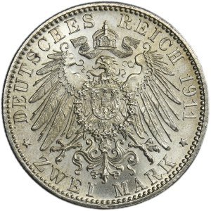 Germany, Bavaria, Regent Luitpold, 2 Mark Munich 1911 D