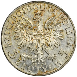 Głowa Kobiety, 5 złotych Warszawa 1934