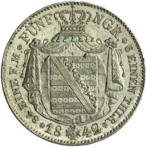 Germany, Kingdom of Saxony, Friedrich August II, 5 Groschen Dresden 1842 G