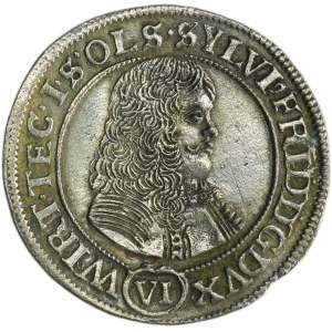 Silesia, Duchy of Oels, Sylvius Friedrich, 6 Kreuzer Oels 1674 SP