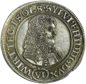 Silesia, Duchy of Oels, Sylvius Friedrich, 6 Kreuzer Oels 1674 SP