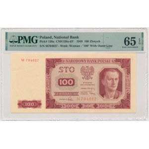 100 złotych 1948 - M - PMG 65 EPQ - RZADKI i PIĘKNY