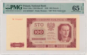 100 złotych 1948 - M - PMG 65 EPQ - RZADKI i PIĘKNY