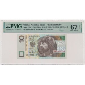 10 złotych 1994 - YB - PMG 67 EPQ - seria zastępcza