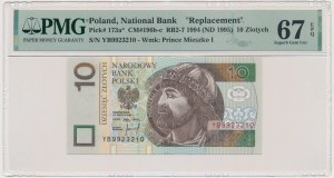 10 złotych 1994 - YB - PMG 67 EPQ - seria zastępcza