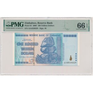 Zimbabwe, 100 bilionów dolarów 2008 - AA - PMG 66 EPQ
