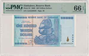 Zimbabwe, 100 Trillion Dollars 2008 - AA - PMG 66 EPQ