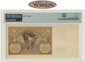 10 zloty 1940 - sans numéro de série - WERTLOS - PMG 55 - RARE