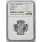 1 złoty 1949 Aluminium - NGC MS66+