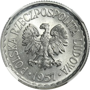 1 złoty 1957 - NGC MS65 - NAJRZADSZY ROCZNIK