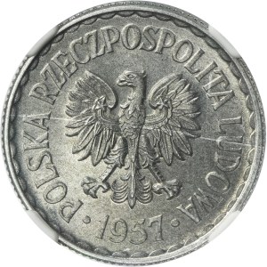 1 złoty 1957 - NGC MS64 - NAJRZADSZY ROCZNIK