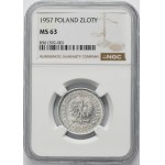 1 złoty 1957 - NGC MS63 - NAJRZADSZY ROCZNIK