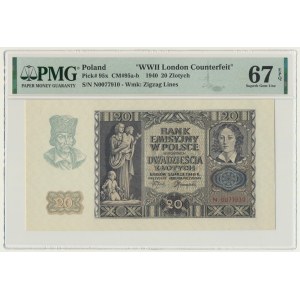 20 złotych 1940 - N - PMG 67 EPQ - NAJRZADSZA SERIA