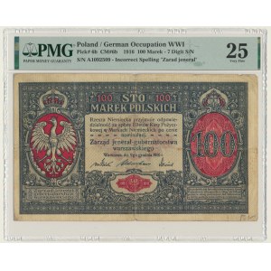 100 marek 1916 - Jenerał - 7 cyfr - PMG 25 - naturalny
