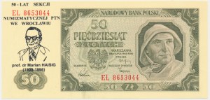50 złotych 1948 - EL - nadruk okolicznościowy - z folderem