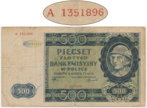 500 złotych 1940 - A - numerator falsyfikatu londyńskiego