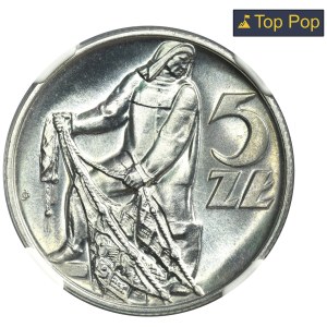 5 złotych 1971 Rybak - RZADSZY ROCZNIK - NGC MS67
