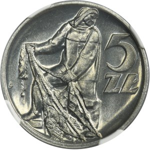 5 złotych 1971 Rybak - RZADSZY ROCZNIK - NGC MS65 PROOF LIKE - jak lustrzanka