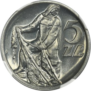 5 złotych 1971 Rybak - RZADSZY ROCZNIK - NGC MS65 PROOF LIKE - jak lustrzanka