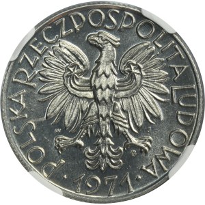 5 złotych 1971 Rybak - RZADSZY ROCZNIK - NGC MS65 PROOF LIKE - jak lustrzanka