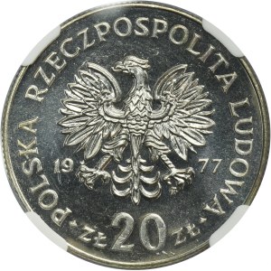 20 złotych 1977 Nowotko - NGC MS66 PROOF LIKE - jak lustrzanka