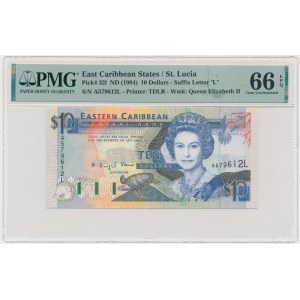 East Caribbean, 10 Dollars (1994) - PMG 66 EPQ