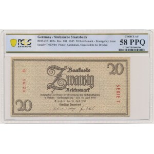Germany, Saxony, 20 Reichsmark 1945 - PCGS 58 PPQ